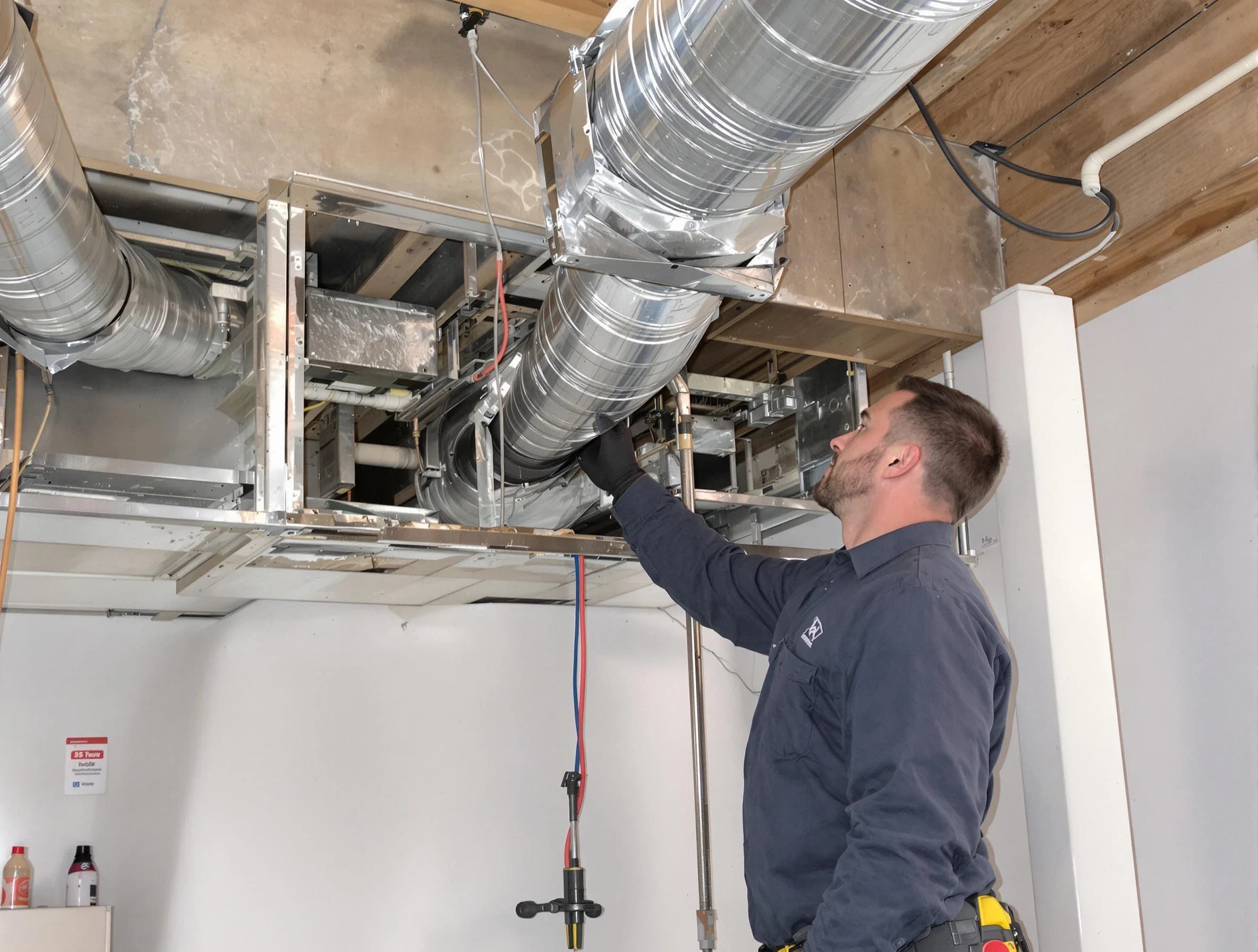 Tucker Air Duct Cleaning technician performing professional air duct repair using specialized tools in Tucker