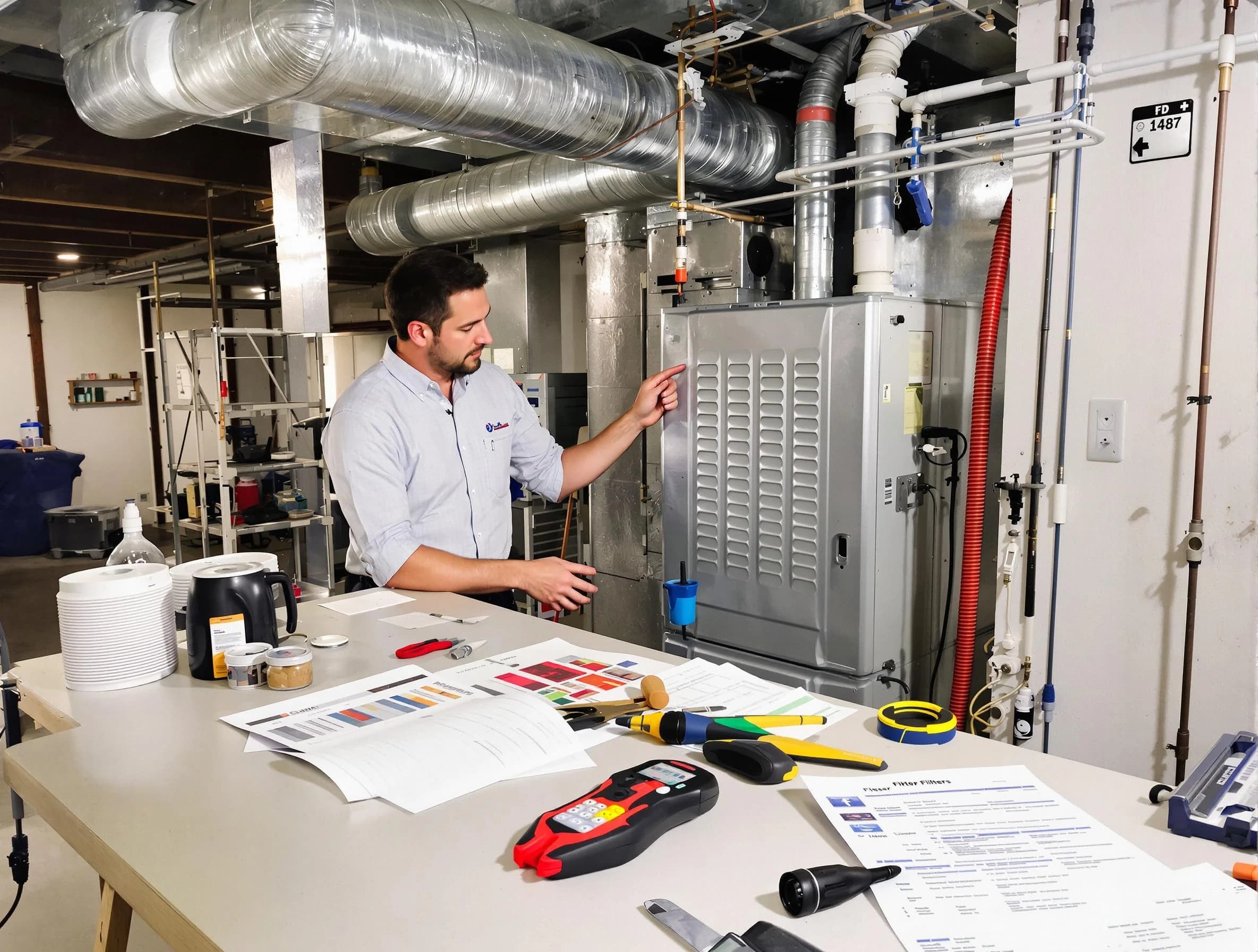 Tucker Air Duct Cleaning inspector conducting detailed filter system evaluation using professional diagnostic tools in Tucker