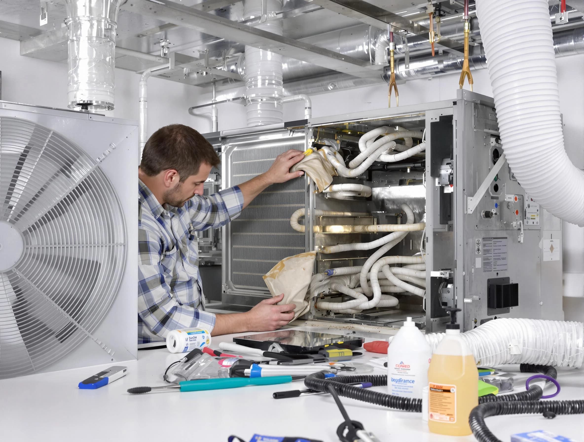 Tucker Air Duct Cleaning specialist performing precision AC coil cleaning in Tucker